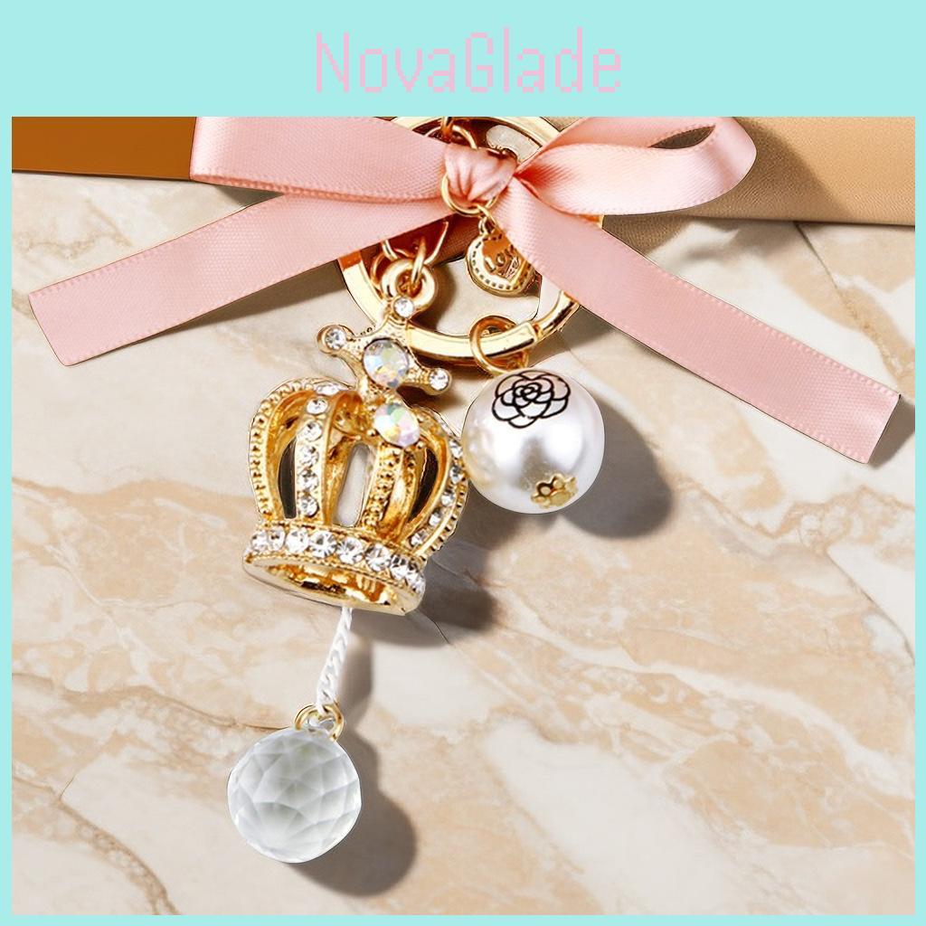 Elegant Crown Tassel Keychain For Women Featuring Sparkling Crystal And Pearl Accents Ideal For Gifts