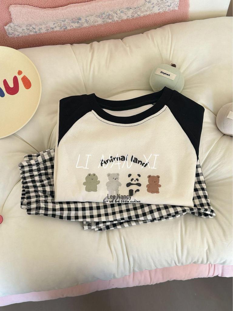 Children's Cartoon Raglan Sleeve Pajama Set - Spring 2025