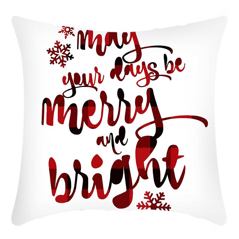 New Christmas Elk Santa Line Print Pillow Home Sofa Cushion Cover