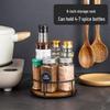 Solid Wood & Steel Rotating Organizer Tray for Spices & Makeup