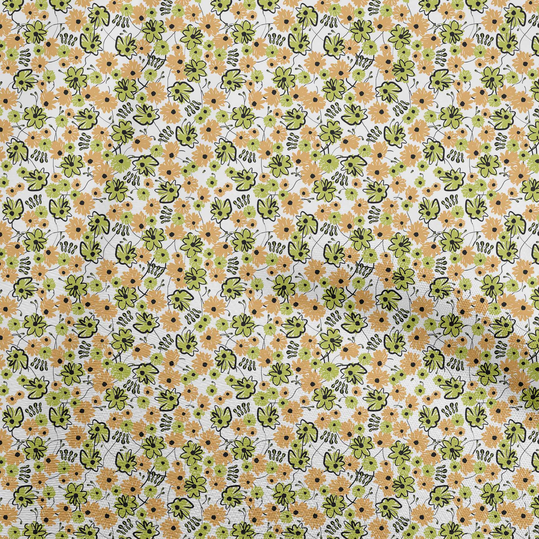 

oneOone Бавовняна гнучка зелена тканина Абстрактне шиття з квітами Ремісничі проекти Принти на тканині 40 дюймів 42InchWide-ViscoseChiffon жовтий