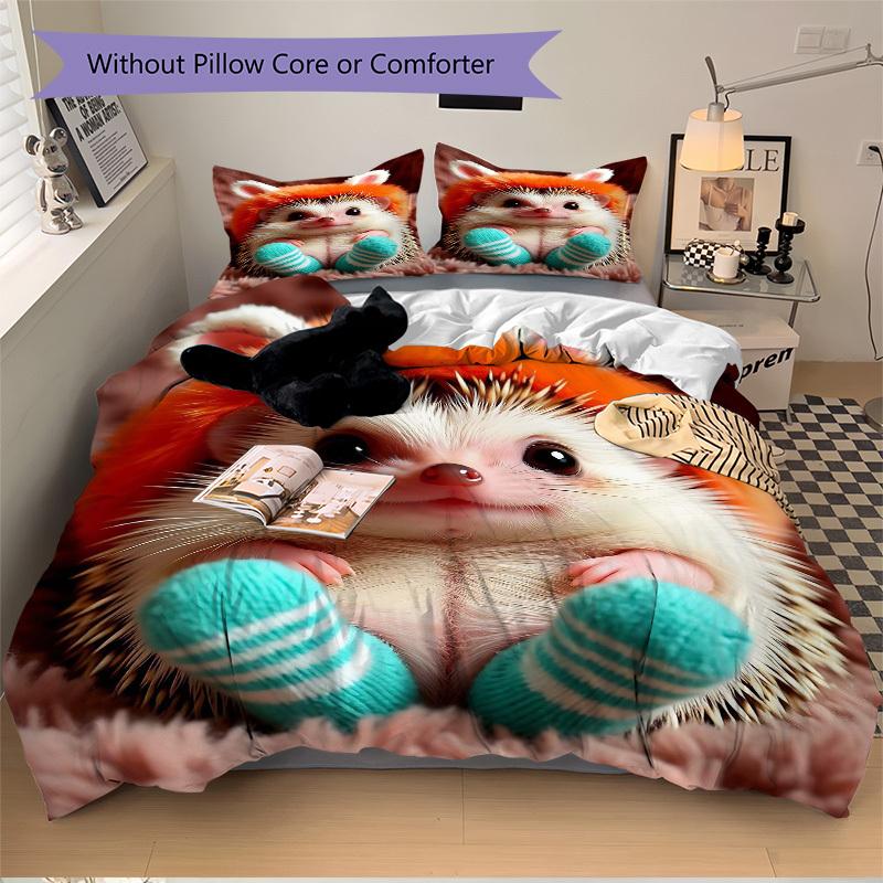 

3 шт. Аниме Ежик Комплект постельного белья - Включает один пододеяльник и две наволочки (Нет ядра) - Домашний декор, Праздничный подарок, Полиэстеровая ткань, Тележка 135x200cm