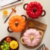Ceramic Pumpkin Double-Handle Soup Bowl with Lid - Creative Large Noodle & Soup Pot, Ideal for Snail Noodles.