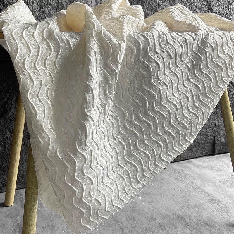 Tridimensional Water Wave Texture Striped Fabric High-end Creative Hat Coat Pants Dress Clothing Desinger Fabric