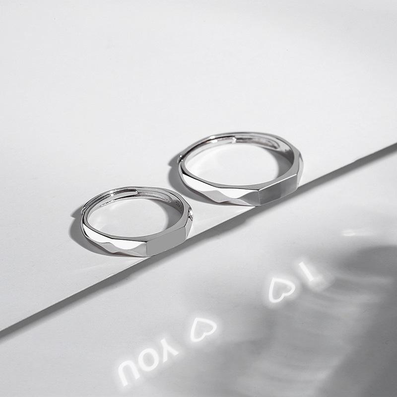 

S925 Sterling Silver Projection Couple Rings - Colorfast, Niche Ins Style Douyin: Simple Light-Inspired Rings for Men and Women. Adjustable