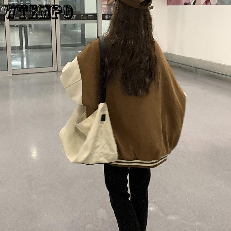 Spring Autumn Women Baseball Jackets Harajuku Casual Loose Pockets Korean Bomber Sweatshirt Uniform Streetwear Tops Coats