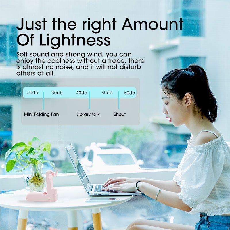Μίνι Ανεμιστήρας 2000mAh Φορητός Ανεμιστήρας Επαναφορτιζόμενος μέσω USB Χειρός Επιτραπέζιοι Ανεμιστήρες Αθόρυβος Αναδιπλούμενος Γραφείο Σπίτι Βολικό Power Bank Ψύκτης Αέρα