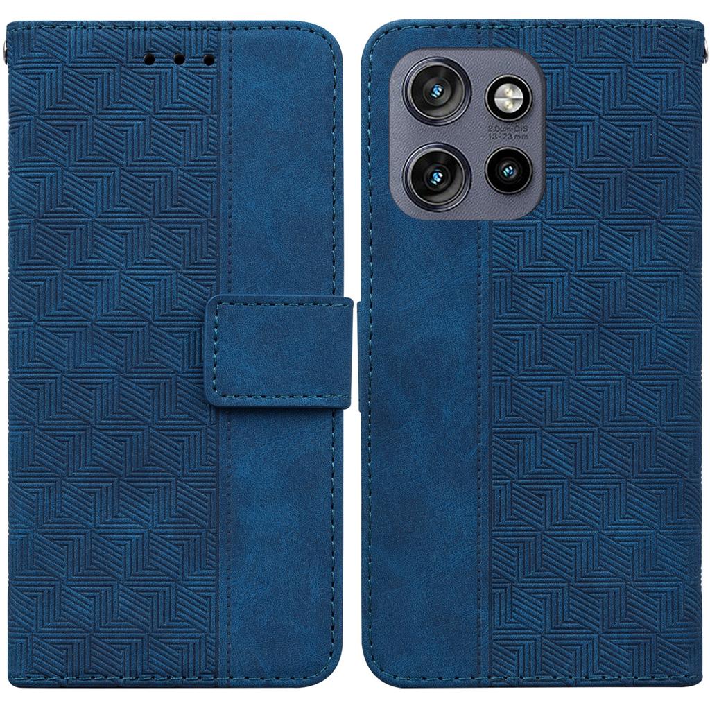 For Motorola Edge 50 Neo 5G/Moto S50 5G/Thinkphone 25 5G Case Geometry Pattern Leather Wallet Phone Cover with Wrist Strap