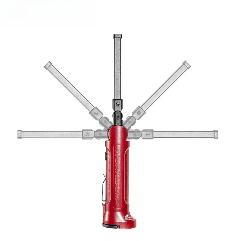 COB LED Work Light Rechargeable Folding Flashlight Outdoor Camping Car Repair Lighting Portable Lamps with Magnetic Hanging Hook