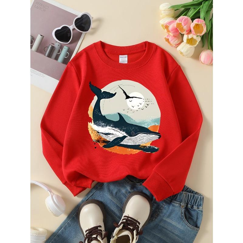 Unisex Crew Neck Fashion Sweatshirt , Autumn And Winter Western Style Top, Long Sleeved, Casual Multi Colored Option, Perfect For Little