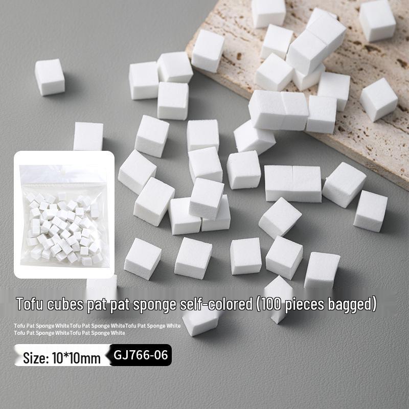 Tofu Block High-Density Blush Sponge 1cm with Stainless Steel Grip for Nail Art.