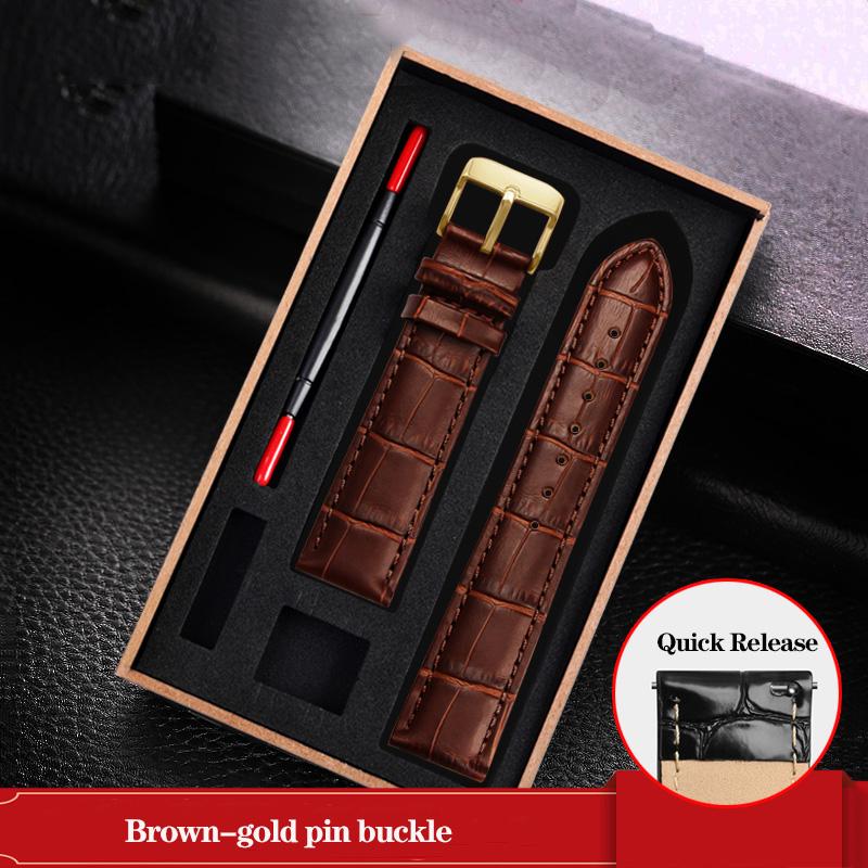 Leather Watchband Black Blue Cowhide Strap Butterfly Buckle Fits All Brands of Watches Men Women 12/14/15/16/18/19/20/22/23mm