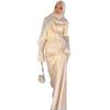 2025 Autumn Women's Slimming French Satin Long Dress Set with Long Sleeves