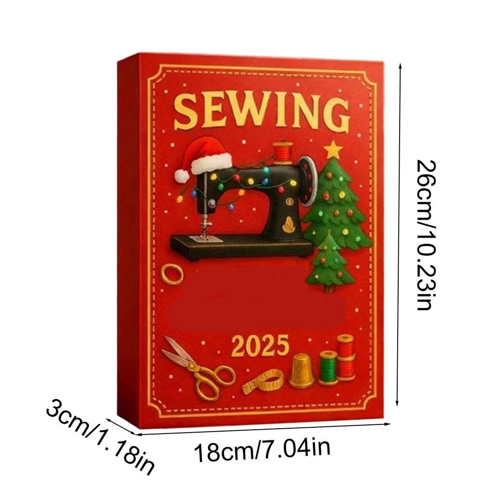 Sewing Calendar Advent 2D Flat Sewing Accessories 2025 Christmas Countdown Calendar for Kids for Adults Living Room Bedroom