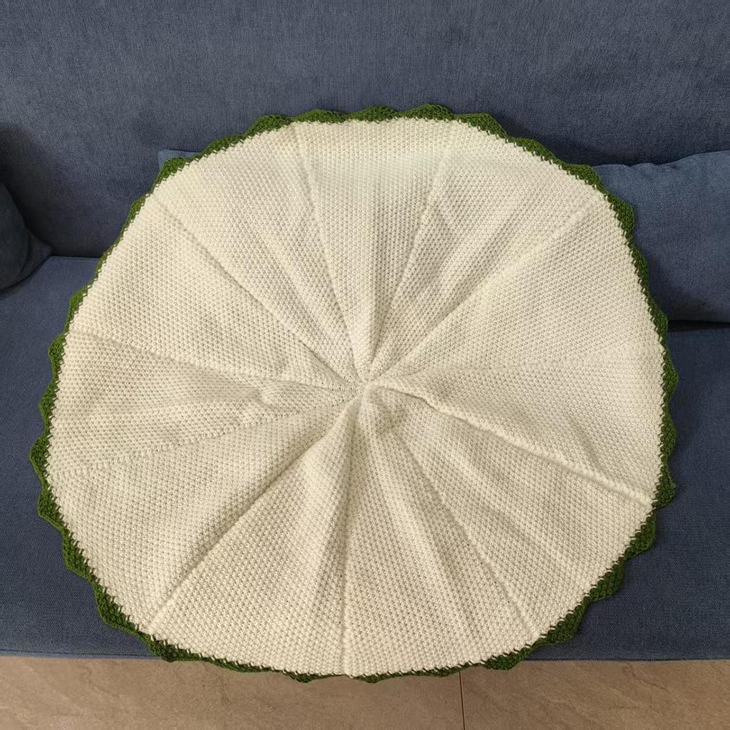 Handmade Knitted Rose Bouquet Round Crochet Flower Blanket