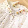 Clothing Japan Style Sweet Floral Embroidery Printed Shirts and Blouses Women  Cotton Knitted Floral Shirts