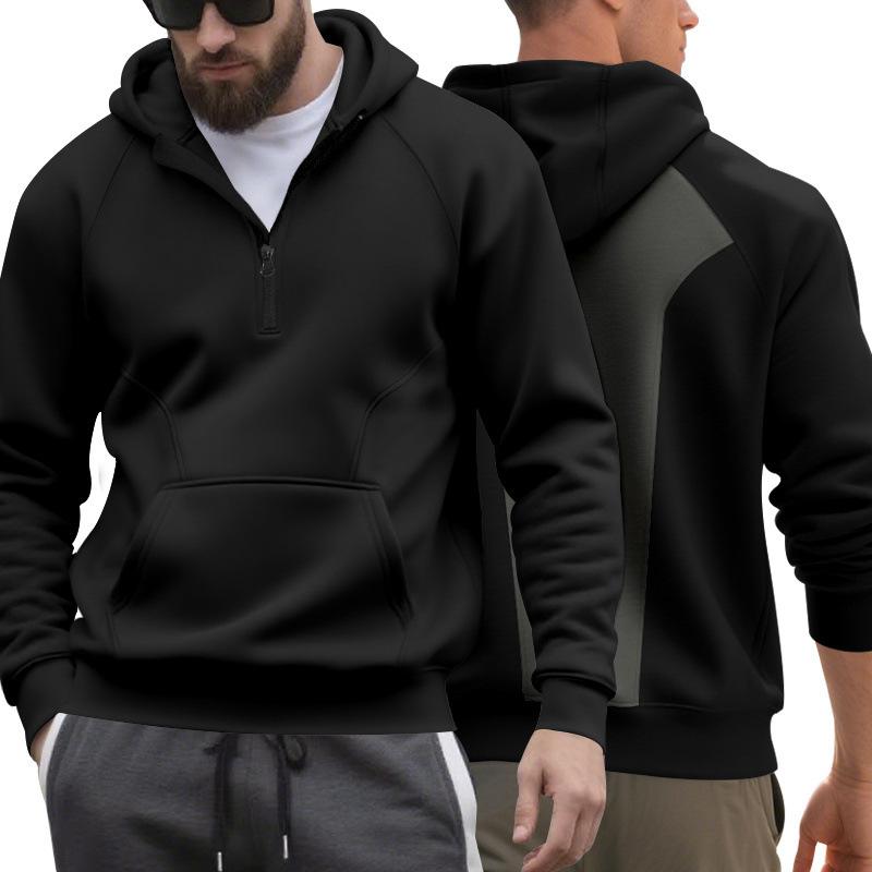 Modisches Winter Samt Herren Freizeit Sport Pendeln Kapuzen Samt Reißverschluss Kontrastfarbe Locker und Vielseitig Sweatshirt