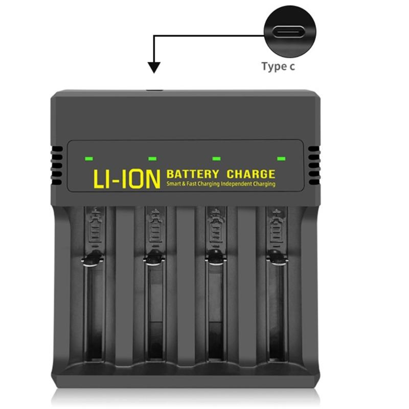 4Slot 18650 Battery Charger for 18650/26650 21700/16340 14500/18500 10400/16650 14650/18350 3.7V Lithium Batteries
