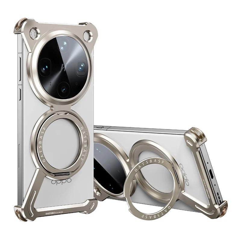 

Oatsbasf Metal Phone Case for Oppo Find X8 Ultra Magsafe with 360°Rotatable Stand Minimalist Magnetic Frameless Shockproof Cover OPPO Find X8 Ultra
