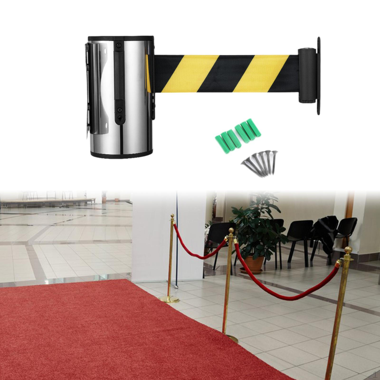 

Выдвижной ленточный барьер для настенного монтажа, нейлоновое решение для контроля толпы в аэропортах и розничной торговле 5 m Yellow Black