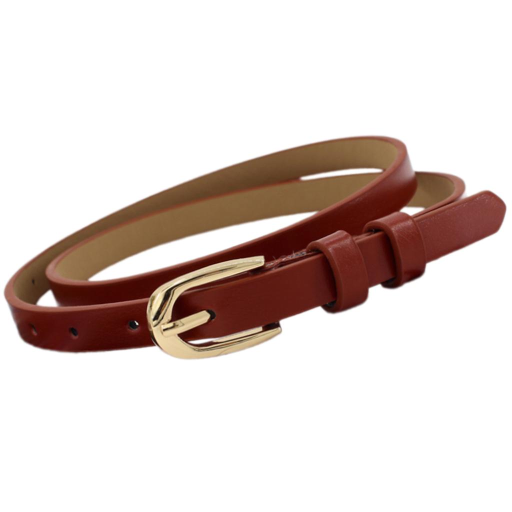Women Faux Leather Belt Thin Waistband Decorative Waist Ornament for Jeans and Dresses Elegant Design with Gold Buckle