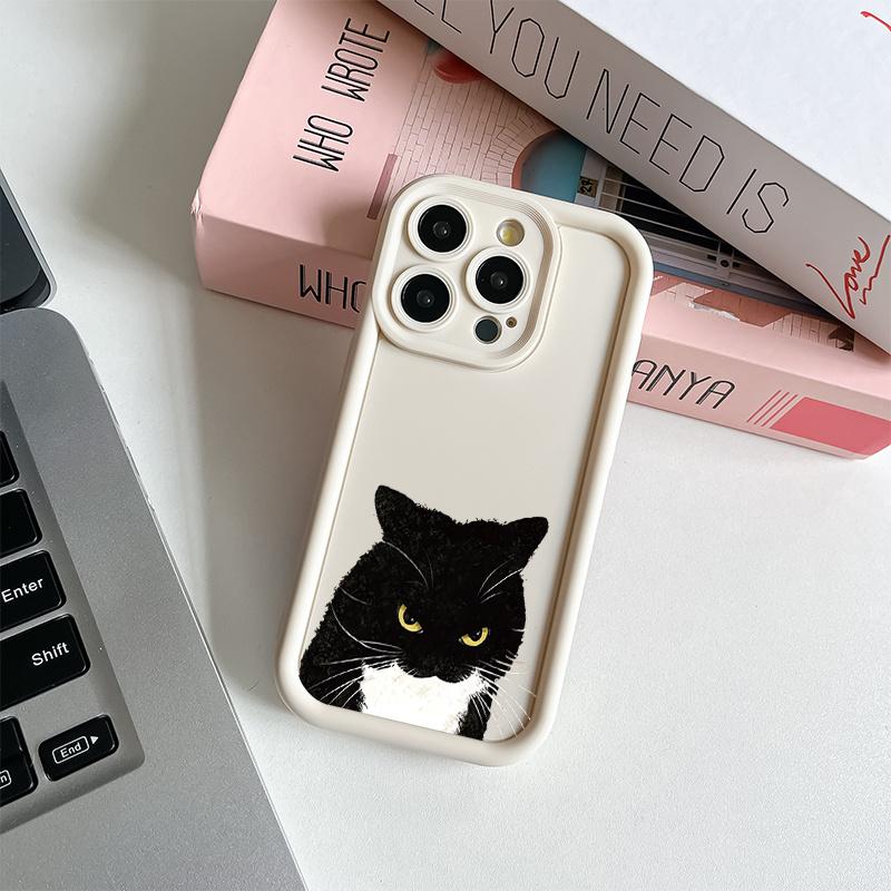 Etui na telefon komórkowy z wściekłym czarnym kotem, odpowiednie dla iPhone 17 16 15 14 13 12 11 Pro/ Max /Plus, odporne na upadki i wstrząsy