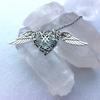 Heartshaped Jewelry Necklace With Rose Wings And Alloy Pendant For Women
