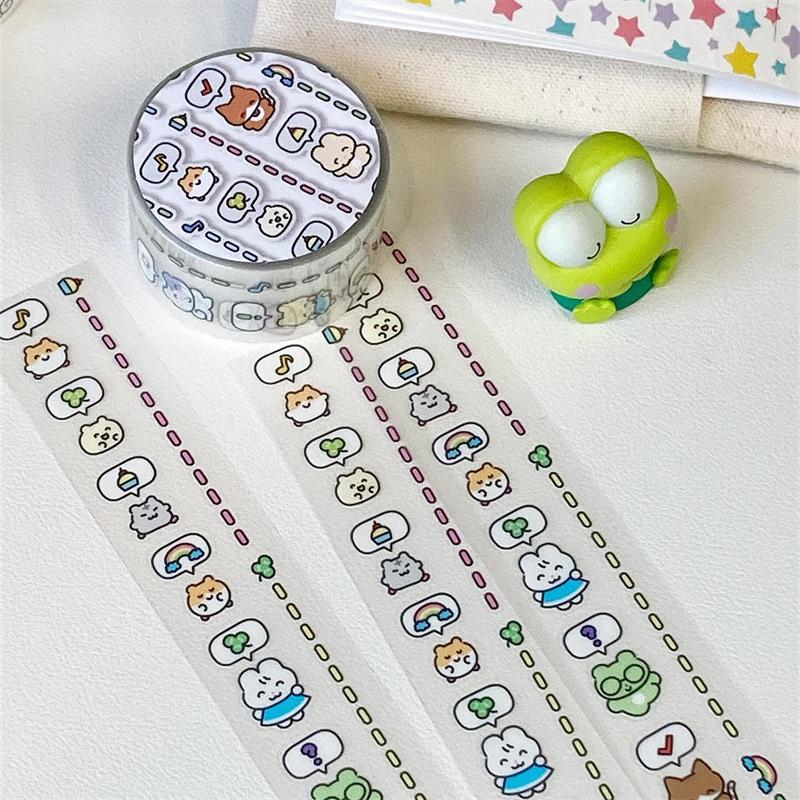 MINKYS Kawaii 3M DIY Hand Tent Tape Sticker Cartoon Animal Symbols Kpop Decorative Stickers Cute Cartoon School Stationery