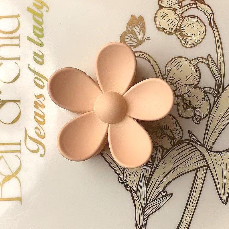 Milk Coffee Flower Claw Hair Clip - Five-Petal Cute Updo & Ponytail Accessory