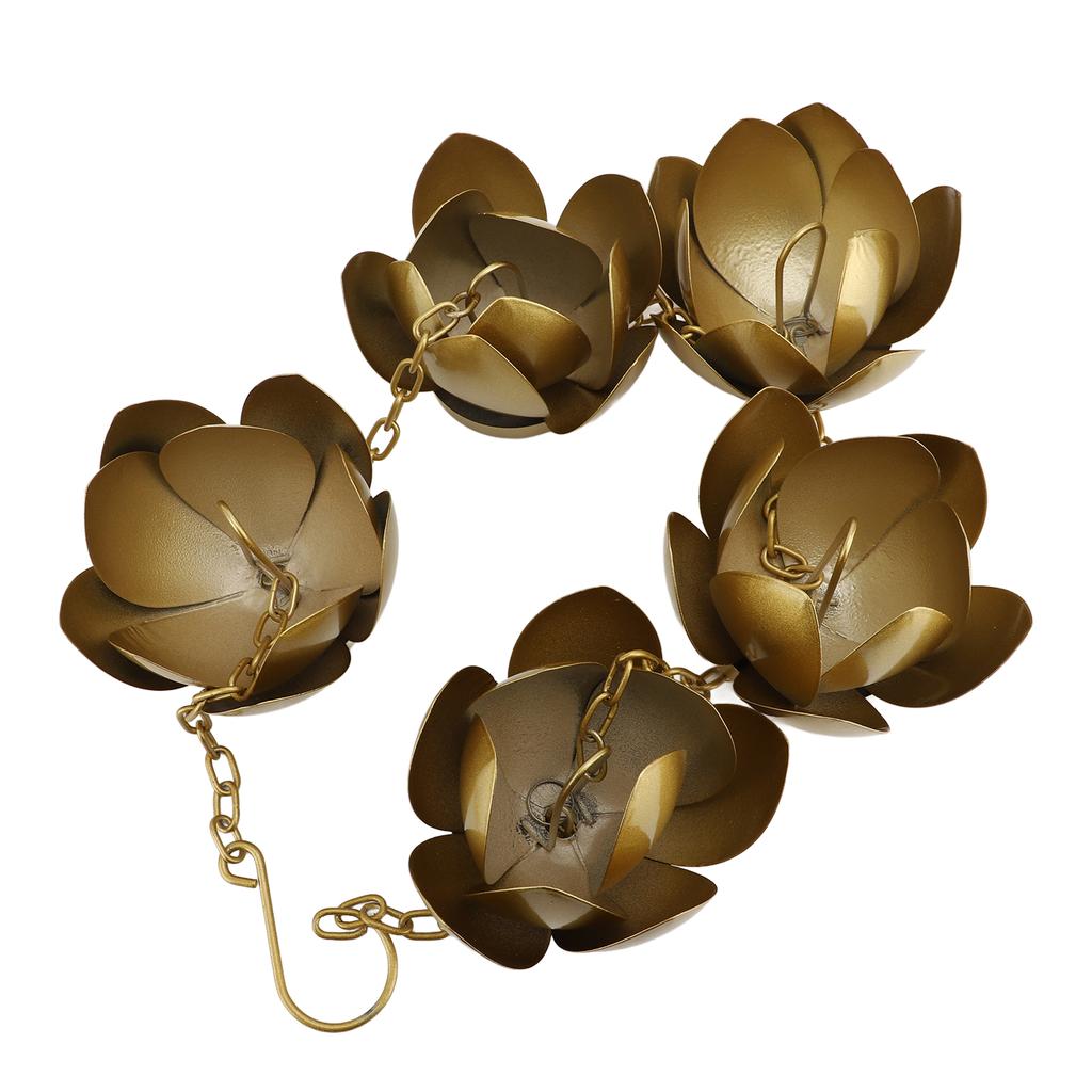 Rain Chain Gold Flower Galvanized Iron Rust Proof Rain Catcher Chain for Home Outdoor Decoration
