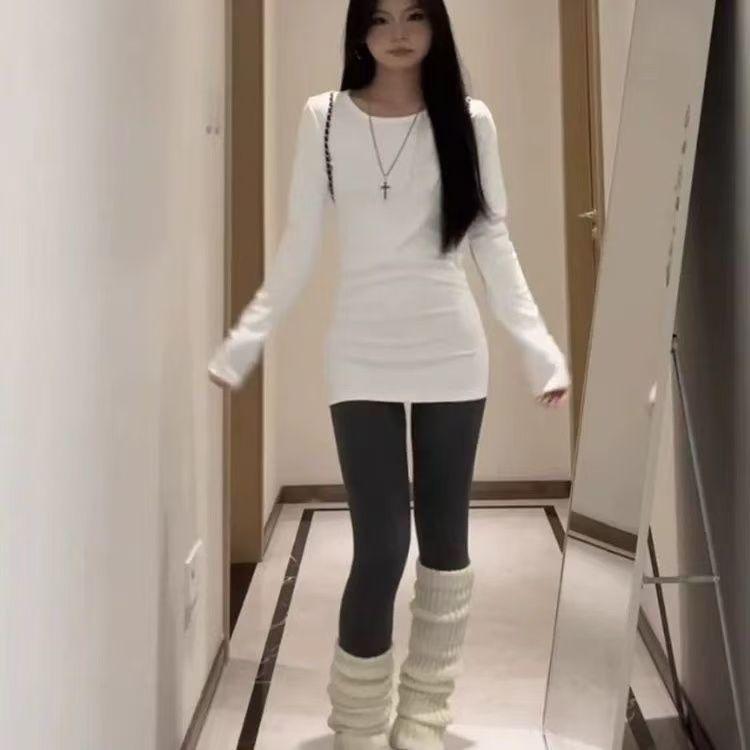 2025 Damen Slim Langarm-T-Shirt: Herbst/Winter Vielseitige Basisschicht