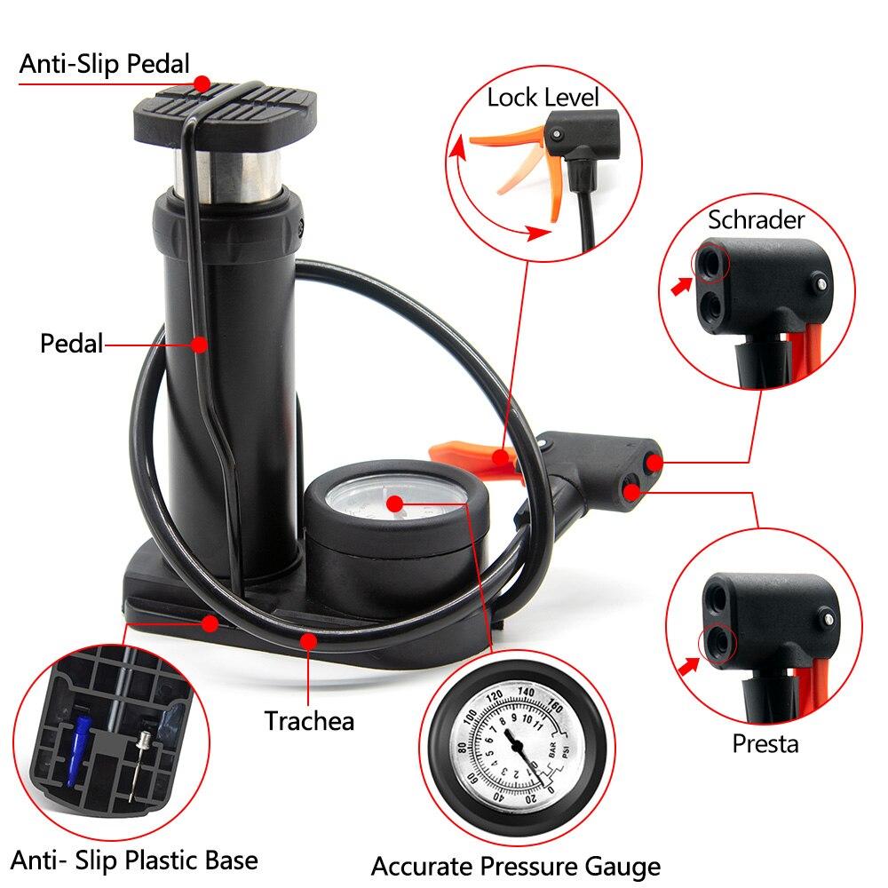 Велосипедный насос Мини Портативный велосипедный ножной насос с манометром Аксессуары — фото 4