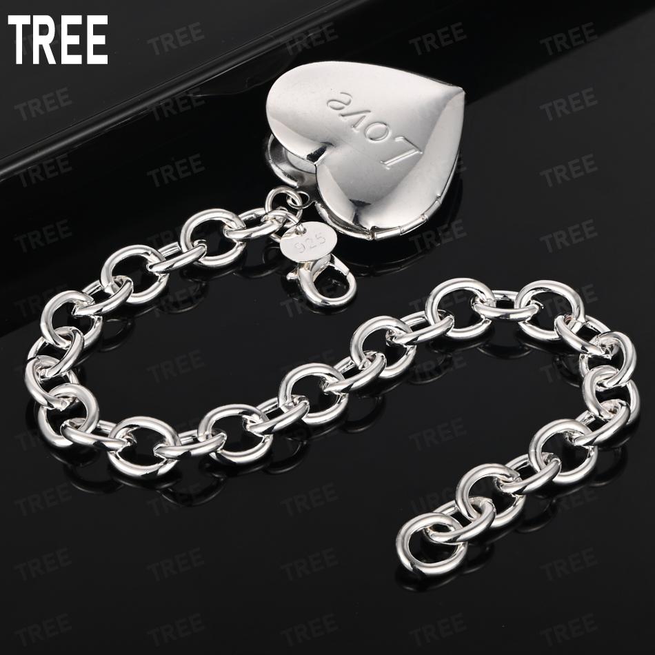 925 Sterling Silver Fashionable And Exquisite Heart Bracelet Gift Jewelry