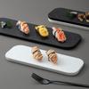 Black White Solid Color Rock Grain Restaurant Rectangular Plate Ceramic Long Plate Sashimi Plate Inventory Heart Sushi Utensils