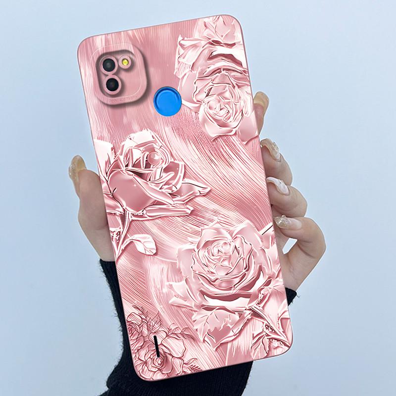 For Tecno Pop 4 Lte Case Liquid Silicone Fashion Simplicity Oil Painting Floral Back Cover For Techno Pop4 Air Phone Case BC1s