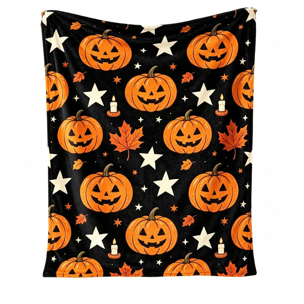 Cozy Halloween Flannel Blanket Soft Throw for Bed Couch and Sofa