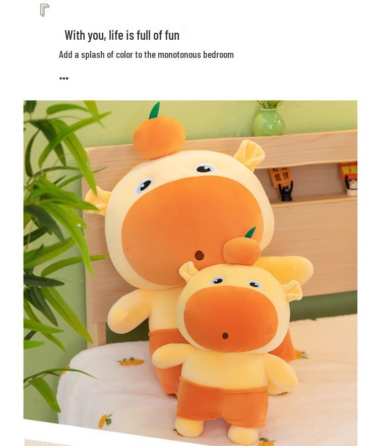 Cute Orange Capybara Plush Doll Pillow - Soft Hugging Toy Gift for Girls and Kids