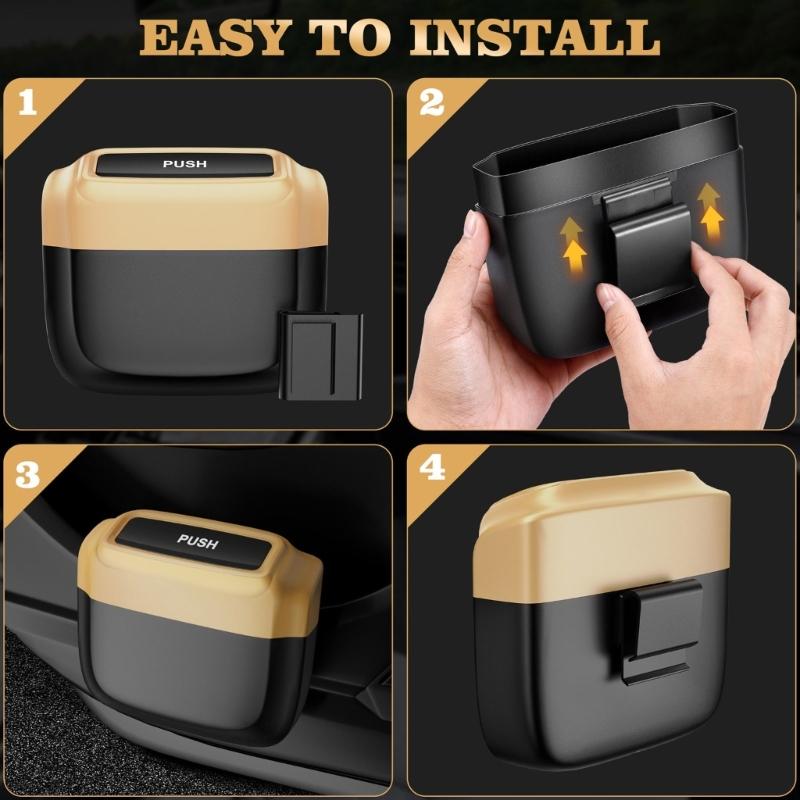 Car Trash Can,Leakproof Small Trash Bin with Lid and Bags,Garbage Dust Case Storage Box Organizers