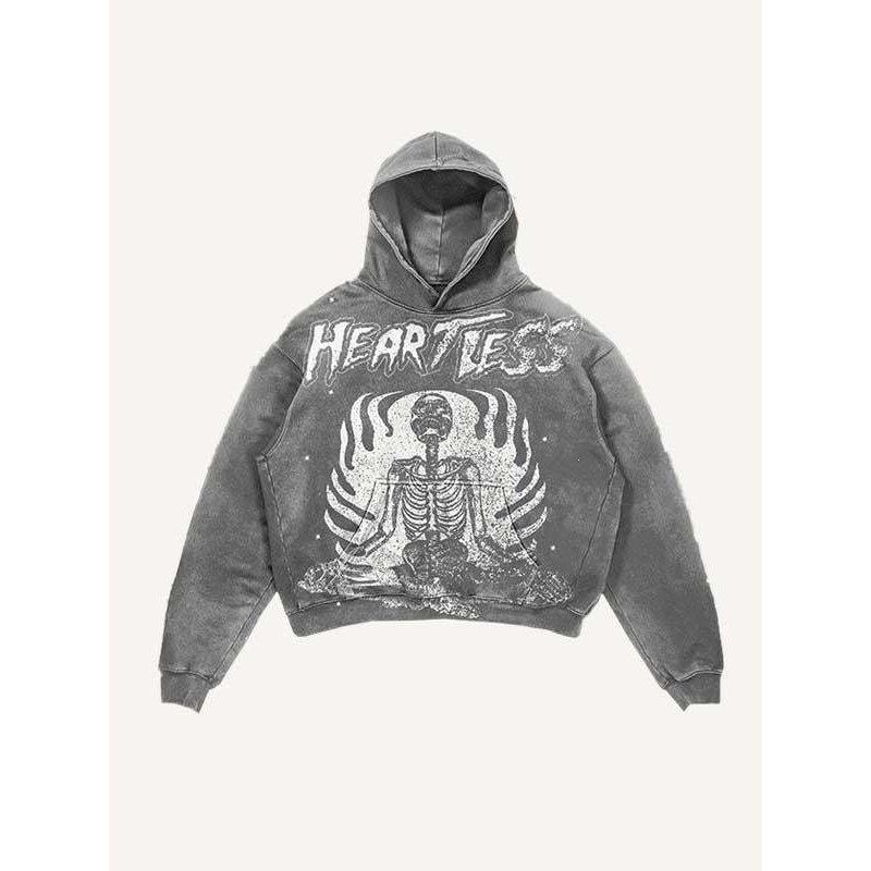 Europe, America, Europe and the United States street trendy brand men s and women s models of the same skull digital printing Gothic Pengfeng hoodie S