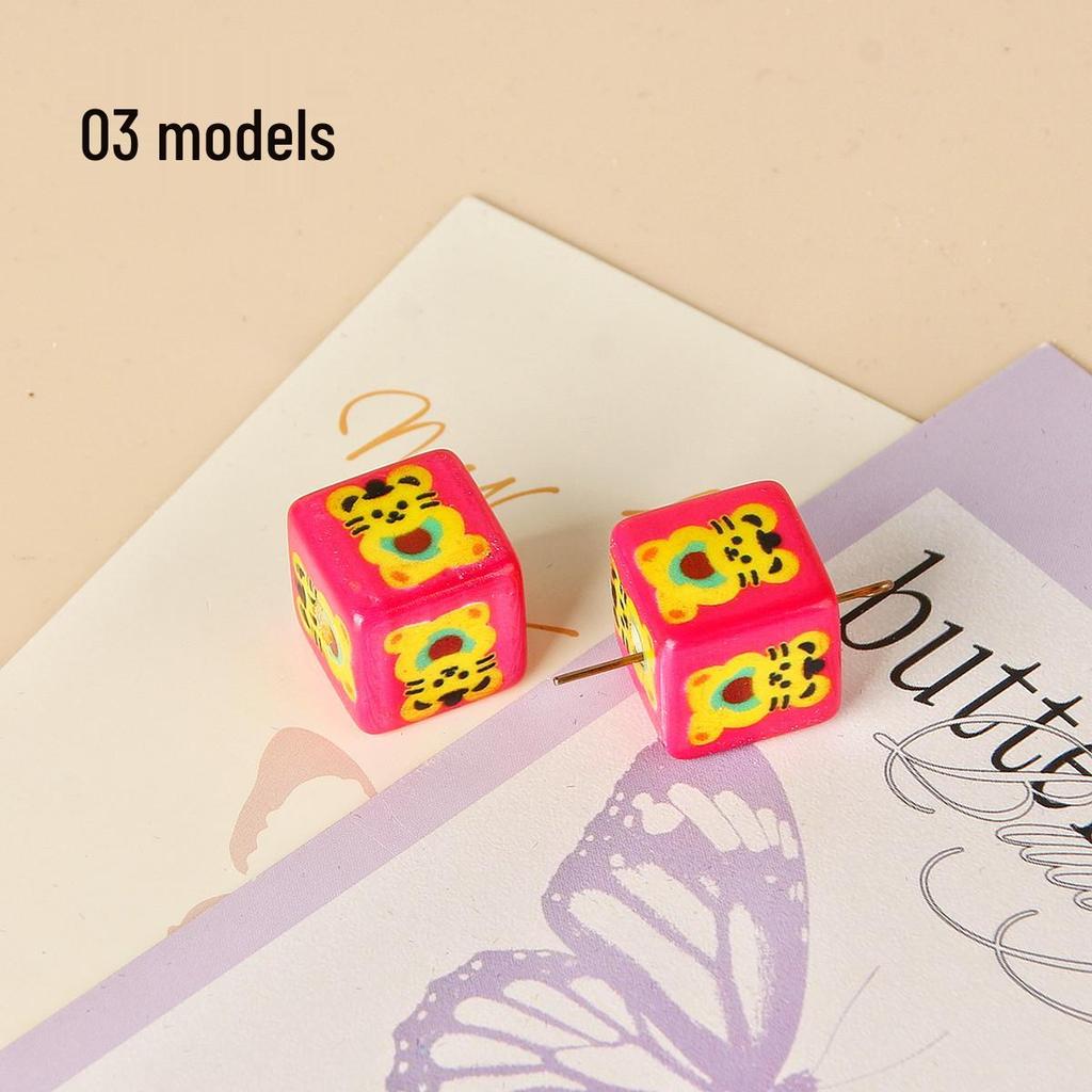 Colorful Cartoon Beaded Acrylic Phone Charm - Versatile Square Plaid Jewelry Accessory