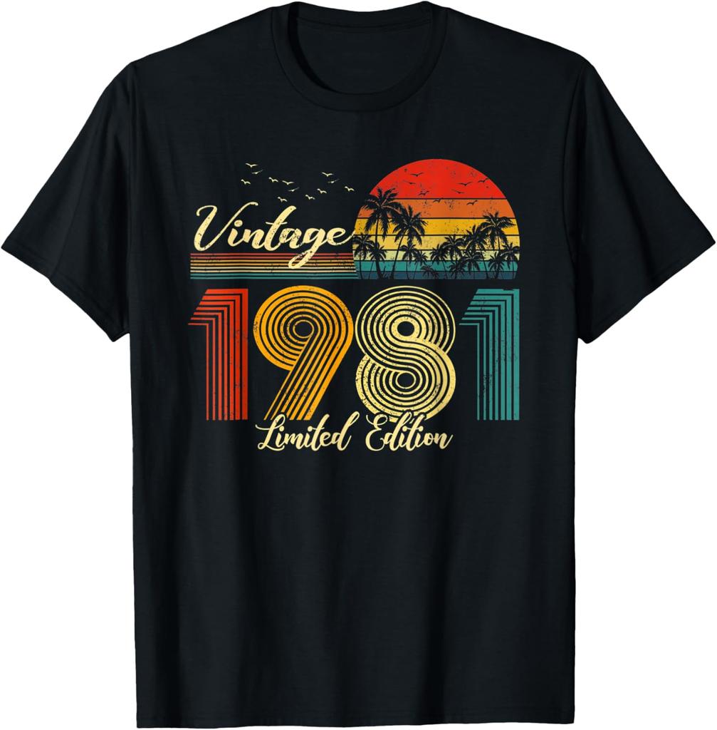 Est 1981 Limited Edition 45th Birthday Vintage 45 Year Old TShirt Retro Vintage Clothes Tops Round Neck Graphic T Shirts