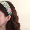 Hand-Made Cotton Linen Hairband Intricate Embroidery Blossom Design Adjustable Wide Band Unisex Hair Accessory