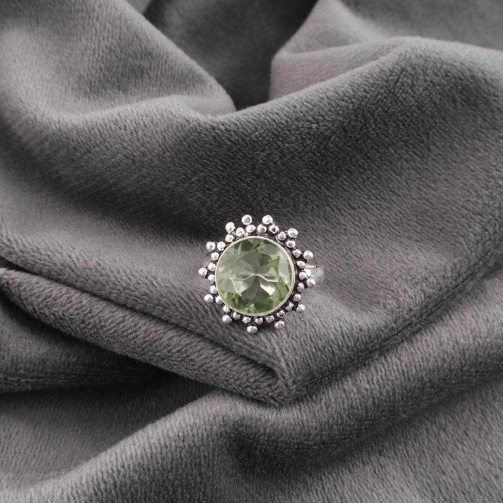 Inel cu Piatră Prețioasă Ametist Verde, Inel din Argint Sterling Masiv 925, Bijuterii Delicate Lucrate Manual, Cadou pentru Ziua Mamei