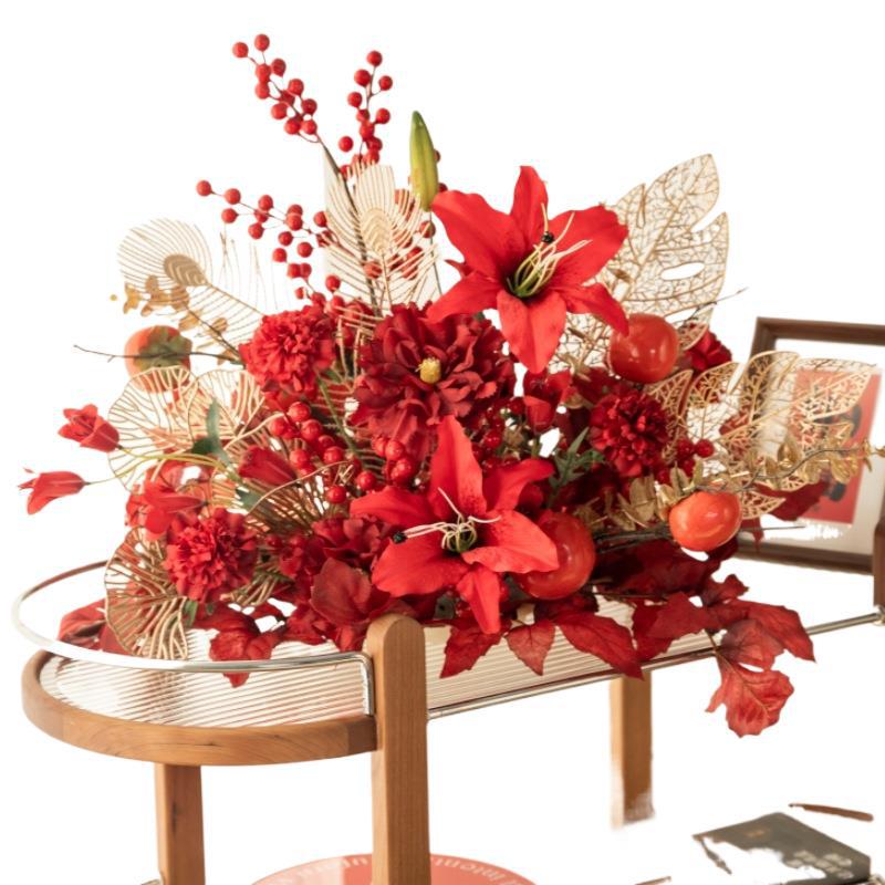 Red Wedding Banquet and Living Room Artificial Flower Decoration