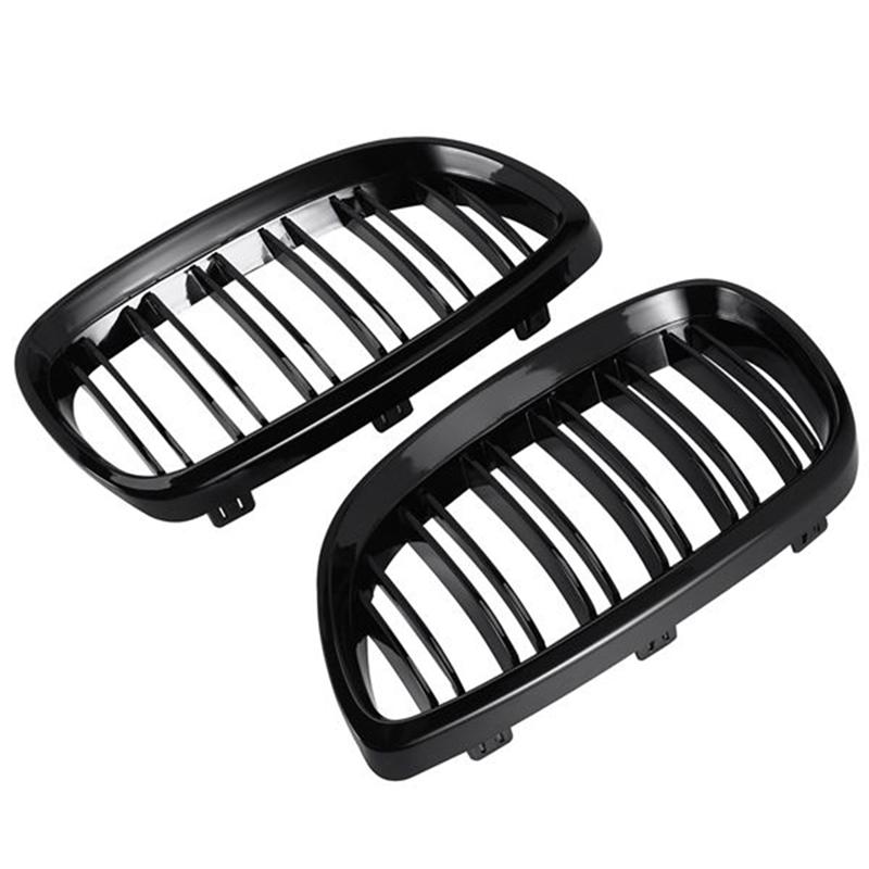 M63K-Front Bumper Kidney Twin F Sport Grille 2Pcs For BMW 3 Series E92 E93 M3 Two Doors 2006-2009 Bright Black