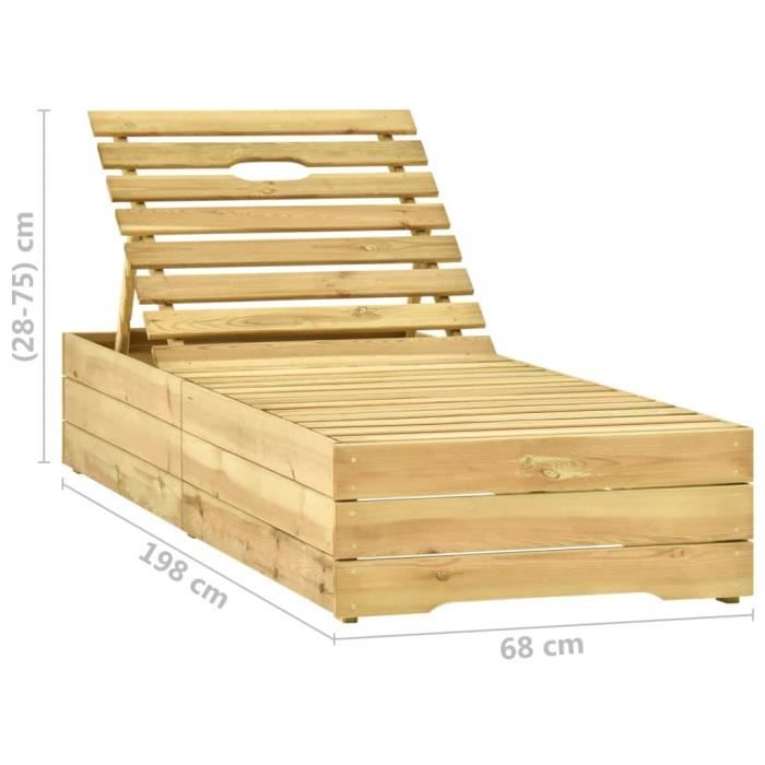 VidaXL Garden Lounge Chair with Table and Cushion Impregnated Pine 3065938