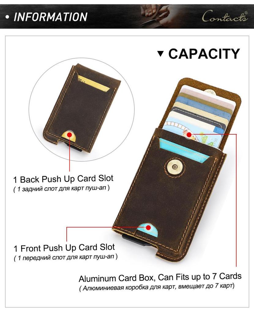 Porte-cartes anti-vol en cuir Angel Noir RFID - Style Européen Américain