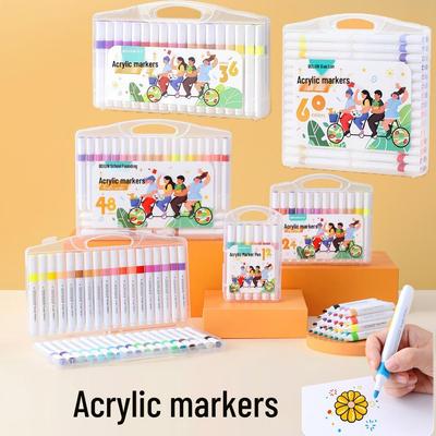 Deluxe Student Acrylic Marker Pen Set - 12/60 Colors for Children's Painting and Coloring, Gift Box Included.