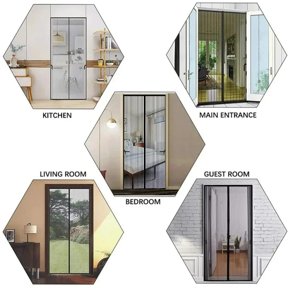 Anti Mosquito Door Curtain Invisible Ventilate Door Screen No Punching Magnetic Automatic Closing Anti Fly Bug Insect Screen Summer Insect Curtain Net