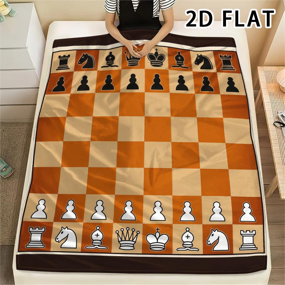 1Pc Chess Print Flannel Blanket,High quality Comfortable for All Seasons,Home Decor,Warmth and Comfort,Perfect for Christmas Gifts
